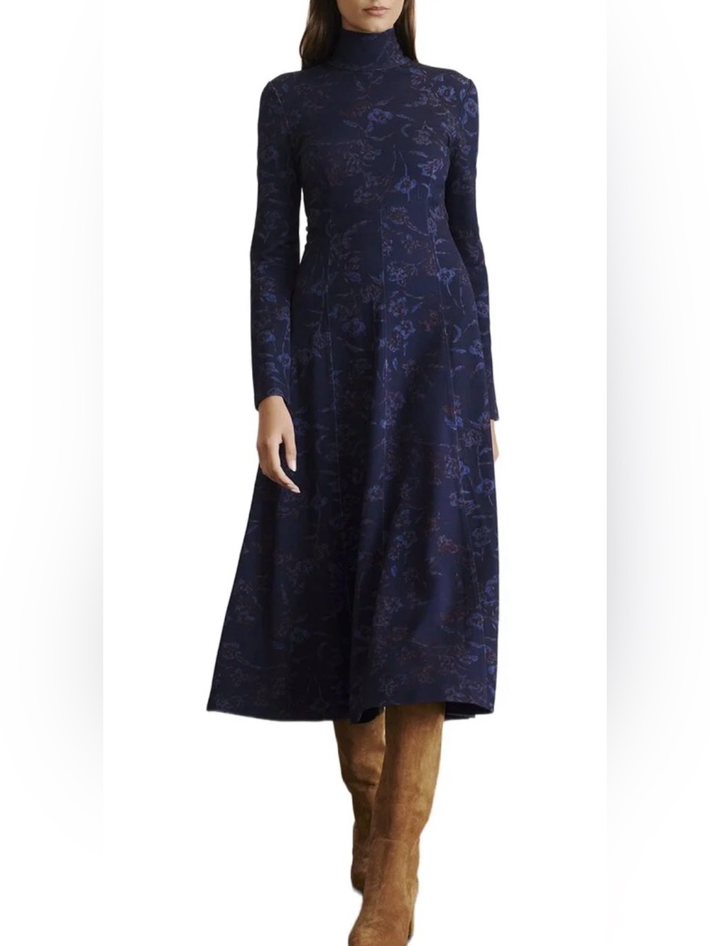 TANYA TAYLOR THEA DRESS IN MARITIME BLUE MAHOGANY MULTICOLOR Size Large